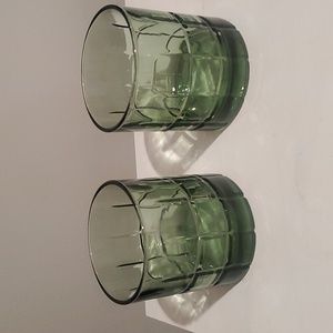 2 Green Anchor Hocking rock glasses.